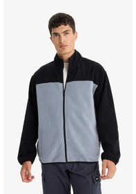 Resim Defacto Relax Fit Yarım Balıkçı Yaka Fermuarlı Polar Hırka F0449ax25aubk81 Siyah-bk81 