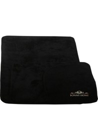 Resim Bonny Home Unicolor Düz Siyah 3lü Banyo Paspası Halısı Seti Kaymaz Siyah 