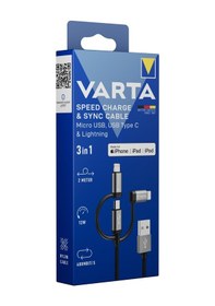 Resim Hızlı Şarj Ve Data Kablosu 3'ü 1 Arada Usb A Light/micro/type C 