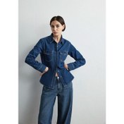 Resim Mavi Levia Dark Blue Classic Kadın Denim Gömlek (M1210477-87814) 