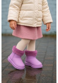 Resim İçi Kürklü Sıcak Astarlı Pvc Kız Çocuk Lila Bot Tbgrf010 Lila 