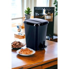 Resim 5 Litre Siyah Kare Pedallı Çöp Kovası - Mutfak, Banyo ve Ofis Için 