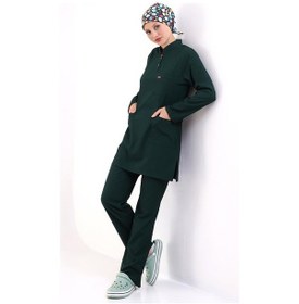 Resim Soft Likralı Tesettür Forma Takım İki Çıtçıt 6429 Ördek Başı Yeşili-7386 