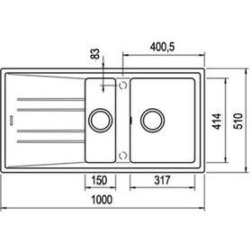 Resim Teka Stone 60 B-TG 1½B 1D Granit Eviye Beyaz 