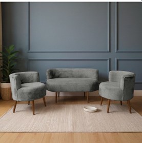 Resim Azra Mobilya Sydney Modern Koltuk Takımı Modern İskandinav Tarzı Welsoft Yumuşak Kumaş Taş Gri Taş Gri 