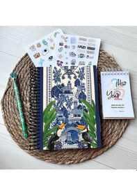 Resim 2025 Ajanda-2025 Tarihli Hayat Planlayıcı-2025 Masa Takvimi-2 Sayfa Sticker-bir Adet Tükenmez Kalem Mavi 