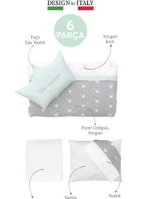 Resim Elele Life Letto 6 Parça Park Yatak Bebek Uyku Seti Mint 
