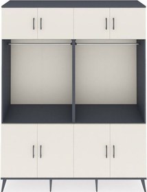 Resim Hyperion Gardrop 10 Raflı 8 Kapaklı 2 Askılı 176x44x221 Antrasit-aytaşı/antrasit Aytaşı/antrasit 