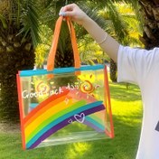 Resim Güzel Şans Gökkuşağı Hediye Çantası - Renkli Karikatür Tasarımı, Canlı Güneş ve Yıldız İllüstrasyonları ile Şeffaf Plastik Tote, Doğum Günleri, Düğünler, Mezuniyetler ve Daha Fazlası İçin Mükemmel, Parti Aksesuarı | Canlı İllüstrasyon | Dayanıklı Plastik, Doğum Günü Parti Malzemeleri 