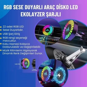 Resim Rgb Sese Duyarlı Kokulu Ekolayzer USB Şarjlı Araç Kokusu 