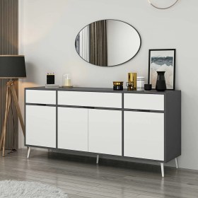 Resim Elina Ayaklı Konsol Aynalı - Antrasit/beyaz Çok Renkli 