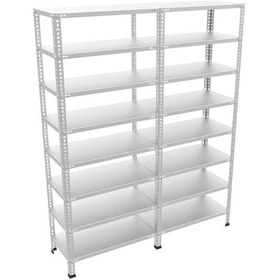 Resim Raf Burada 8 Katlı Duble Galvaniz Çelik Raf - Depo, Arşiv, Kiler, Dosya, Market Rafı-31x93 cm-250 cm-1.50 mm 