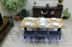 Resim NTConcept Vinne Doğal Ahşap Yemek Masası - AMZ-MAYM0031 (85 x 180 cm) 