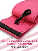Resim Genel Markalar Bmw E36 Pembe Özel Üretim Deri Siyah Yüzüklü Dikişli Direksiyon Kılıfı 
