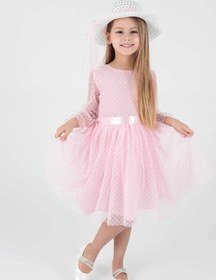 Resim AHENGİM Kids Kız Çocuk Şapkalı Ve Tül Dantel Trend Abiye Elbise Ak2228 