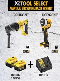 Resim Dewalt Dch133nt Kırıcı Delici 2.6J+Dcf922nt Somun Sıkma+2x4Ah Akü+Şarj Cihazı 