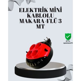 Resim Mestore 3 Metre Uzatma Kablolu 4 Prizli Makara Kırmızı 