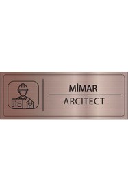 Resim Mayeka Mimar İsimlik Bronz Metal Kapı İsimliği Levhası Yönlendirme Tabelası 