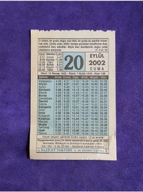 Resim 20 Eylül 2002 Takvim Yaprağı - Nostalji Koleksiyonluk Takvim Yaprağı 