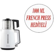Resim Grundig Çay Makinesi Ve Cam French Press 1000 ML Bitki Çayı Demliği 