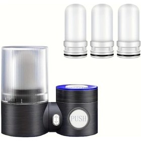 Resim Xuweiwei Siyah Ev Kullanımı İçin Su Musluğu Arıtıcı 3 Filtre Kartuşlu Çift Çıkış Modlu Klor Kireç Koku Partikül Azaltıcı 