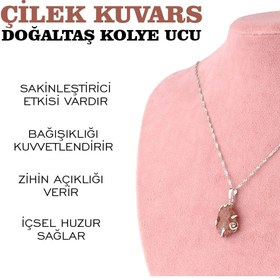 Resim OSMANLI DOĞAL TAŞ Sertifikalı Çilek Kuvars Doğaltaş Kolye Ucu M444 
