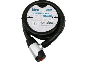 Resim Anahtarlı Aç-Kapa Kilit Kapaklı Motor - Bisiklet Kilit Çelik Tel Siyah Şeffaf Kılıf 24MMX150CM (4887) 