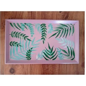 Resim El Boyaması Ahşap Tepsi Küçük Boy Pudra 