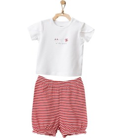 Resim Andywawa Kız Bebek Kırmızı Çizgili Alt Üst Şort Takım Ac21670r 001 