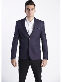Resim Sposo G-207 Dar Kalıp Desenli Mor Erkek Blazer Ceket Mor 