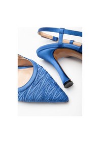 Resim Ellolita Arkası Açık Saten Özel Tasarım Stiletto MAVİ 