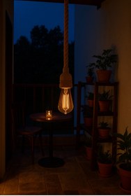 Resim AYBÜK PABUÇ Jüt Halat Sarkıt Avize Kablolu Halatlı Rustik Lamba (100 Cm 20 adet) 