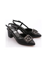 Resim Dgn K639 Kadin Yanlari Açik Topuklu Ayakkabi K639-1510-R1534 Siyah 