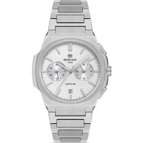 Resim Hislon DT127S-02SS Safir Camlı Çelik Kordon Çelik Kasa 3 Atm Suya Dayanıklı Metalik Renk Erkek Kol Saati 