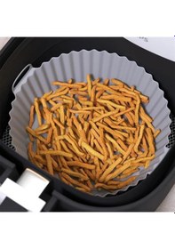 Resim River World 20 CM'lik Gri Renkte Isıya Dayanabilen ve Yıkanabilen Yuvarlak Silikon Airfryer ve Fırın Matı 