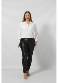 Resim Moda Berray 3272 Fermuar Detaylı Büyük Beden Deri Pantolon 