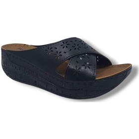 Resim Zerhan 2652 Kadın Siyah Günlük Kullanım Dolgu Topuk Terlik Siyah 