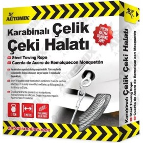 Resim Automix Çekme Halatı Çelik 3 Ton 3 mt Karabinalı 43728 
