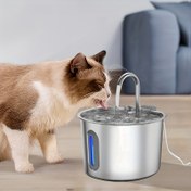 Resim 2.2L/74.4oz Ultra Silent Otomatik Kedi Su Çeşmesi, Şeffaf Pencere ve USB Güçlü Pompası ile - Ultra-Sessiz Pet İçme İstasyonu, Dayanıklı Paslanmaz Çelik Tasarım Kediler ve Küçük Köpekler için, Modern Ev Dekoru, Kedi Su Çeşmesi, Pet Hidrasyon Çözümü, Çağdaş Pet Aksesuarı, Yüksek Kaliteli Pompası, Pil Olmadan 