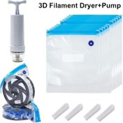 Resim 3D Filament Kurutucu ve Pomp Seti - PLA, PETG, TPU Filamentleri Uzun Süreli Depolama için Kuru ve Taze Tutmak İçin, Filament Tutucu, Pompa ve Kapama Kelepçeleri İçerir, 3D Yazdırma Malzemeleri | Filament Depolama | Vakumlu Kapalı Poşetler 