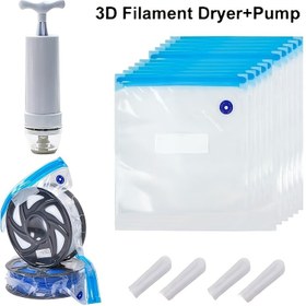 Resim 3D Filament Kurutucu ve Pomp Seti - PLA, PETG, TPU Filamentleri Uzun Süreli Depolama için Kuru ve Taze Tutmak İçin, Filament Tutucu, Pompa ve Kapama Kelepçeleri İçerir, 3D Yazdırma Malzemeleri | Filament Depolama | Vakumlu Kapalı Poşetler 