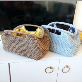 Resim Kemzey Handmade Parlak Tutmalı El Çantaları , El Yapımı Işıltılı Clutch, Örgü El Çantası Camel 