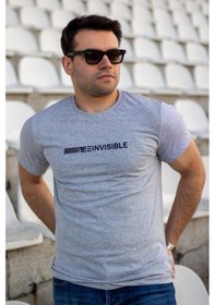 Resim Erkek Gri Invisible Yazı Baskılı Basic Kısa Kollu Bisiklet Yaka Tişört 20etshyunz 001 