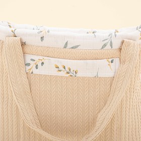 Resim Bebek Bakım Çantası - Sütlü Kahve Örgü - Yapraklar 