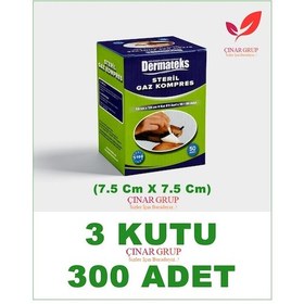 Resim Dermateks Steril Gazlı Bez Gaz Kompres Spanç 7.5 x 7.5 CM 3 Kutu 