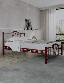 Resim ARGİMO Orkide Tek Kişilik Ferforje Metal Karyola Bordo 