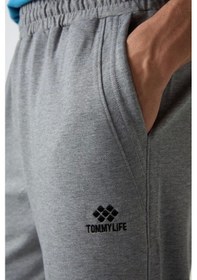 Resim Joma Tommy Lıfe Gri Melanj Pamuklu Yumuşak Dokulu Standart Fit Nakışlı Erkek Kapri - 83102 GRİ 