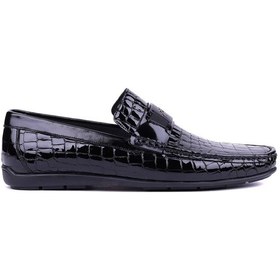 Resim Fosco - Hakiki Deri Siyah Croco Erkek Loafer - 2094 -1506 