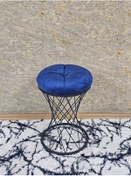 Resim Yuvarlak Siyah Boyalı Puf Oturak - Bench - Ayak Ucu Oturak - Tabu Çok Renkli 