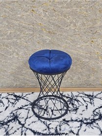 Resim Yuvarlak Siyah Boyalı Puf Oturak - Bench - Ayak Ucu Oturak - Tabu Çok Renkli 